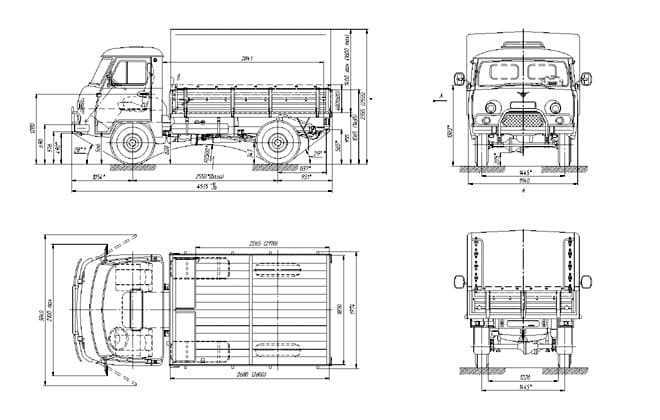 Внедорожный автомобиль UAZ-3303 с бортовой грузовой платформой: технические характеристики,  и обзор с фото