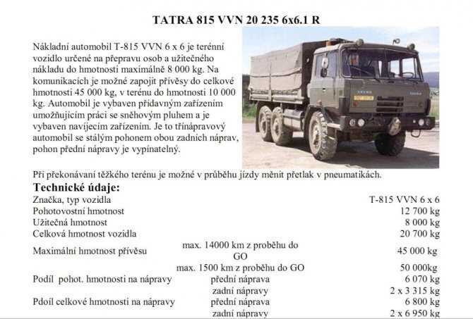 Татра-815: технические характеристики, фото