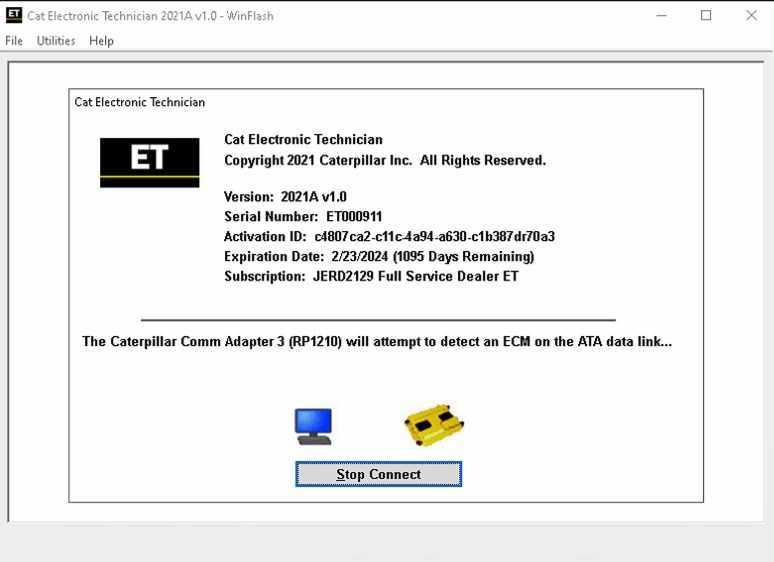 Caterpillar et 2022a electronic technician diagnostic software[01/2022]+1 license