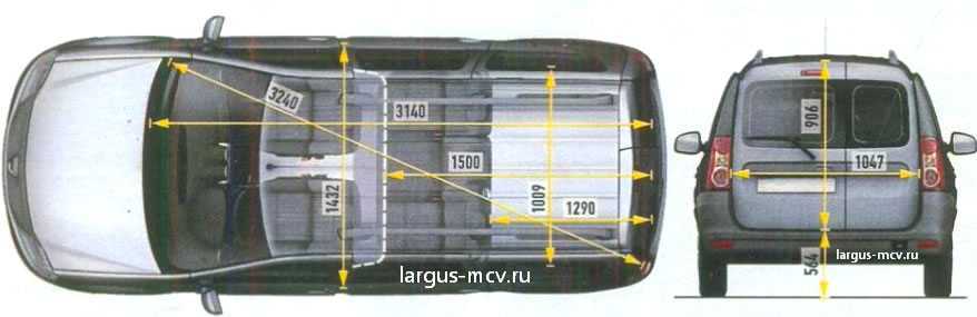 Какие размеры багажника у автомобиля Лада Ларгус Версии универсала на 5, 7 мест и коммерческий фургон Актуальные цифры