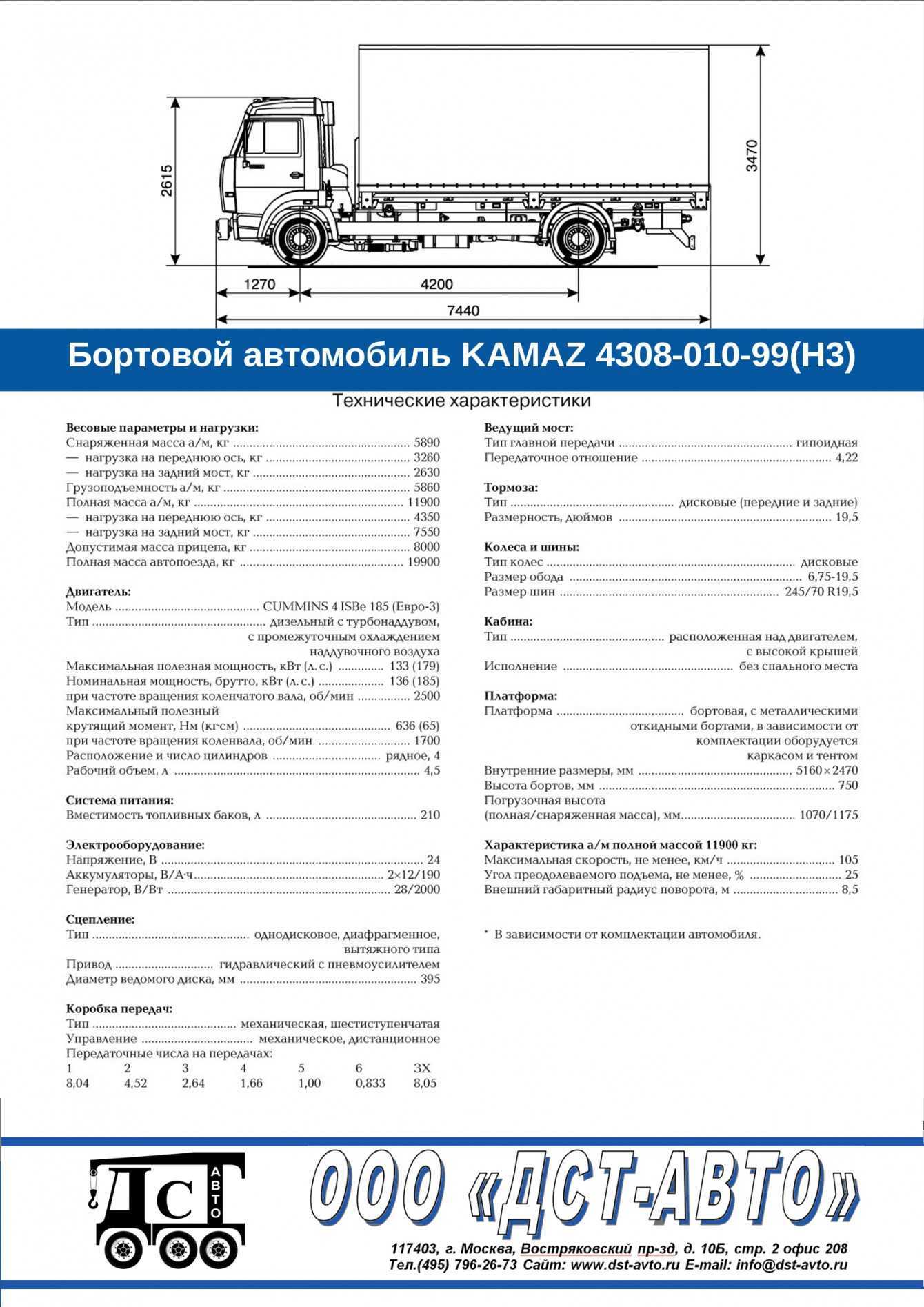 Камаз-4308 технические характеристики, двигатель и расход топлива, размеры и устройство, отзывы владельцев