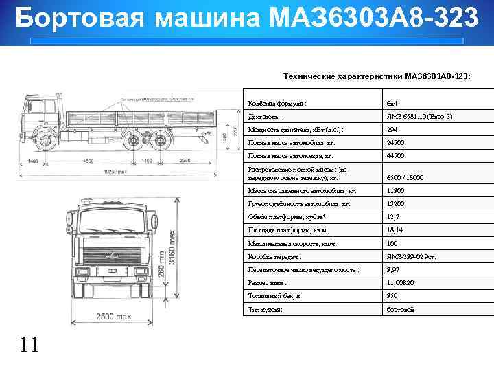 Маз 6303 технические характеристики: двигатель, трансмиссия