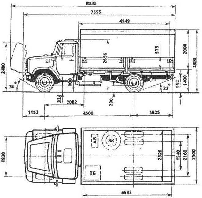 Зил-4331 грузовой автомобиль, схема шасси, кабины, мостов и тормозной системы, обзор двигателей ямз 236 и 246, 645
